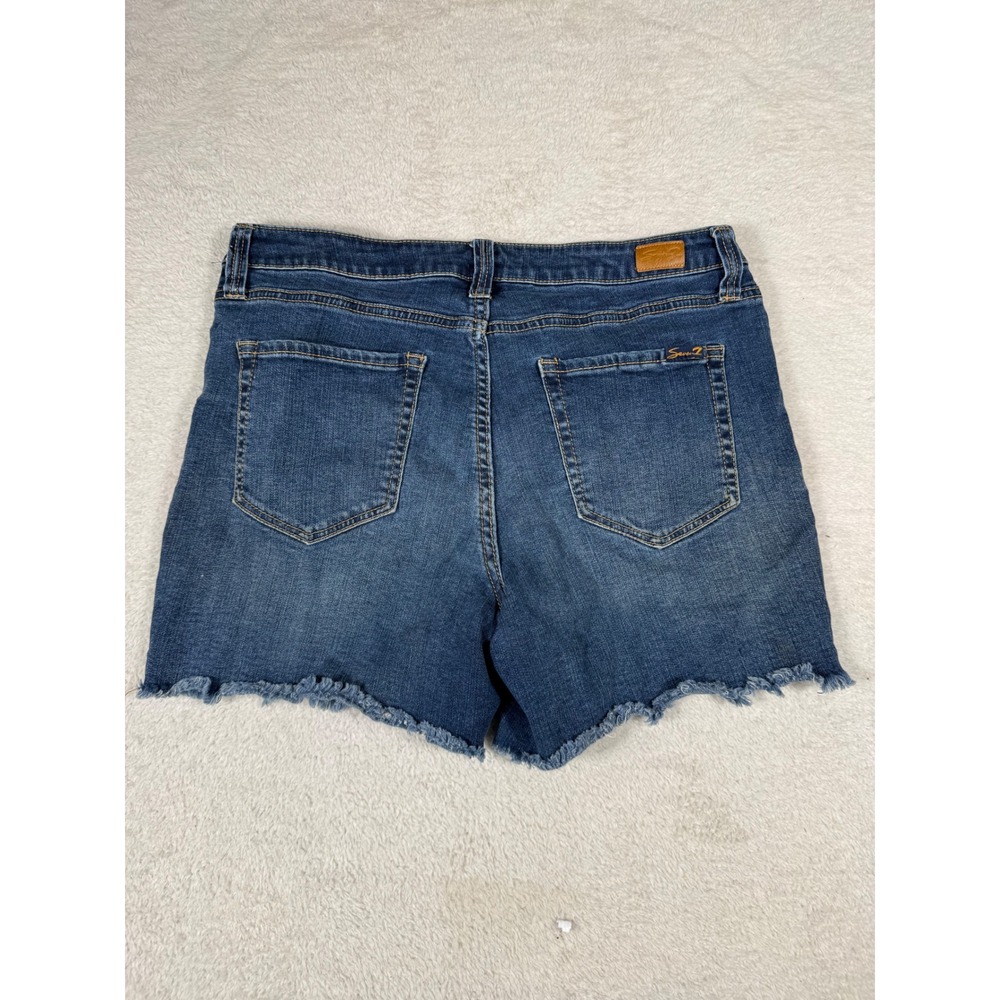 Seven7 Denim Shorts Womens 10 Blue Excellent Frayed Raw Hem Casual Cutoffs - Picture 8 of 10